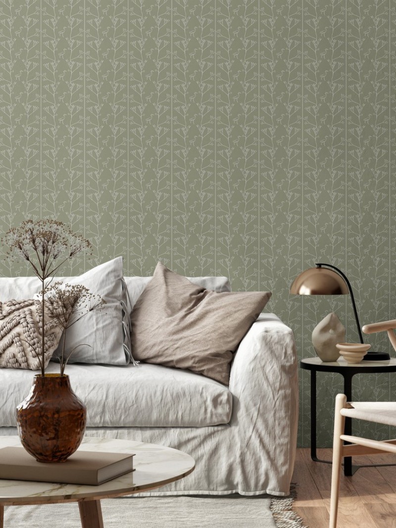 Picture of Twigs and Heron in Olive - 1033801-02